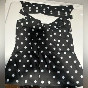 Deadly Dames by Micheline Pitt collared polka dot halter top M NWT